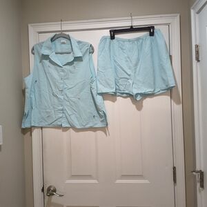 Night wear Embroidered  Gingham Pajama Short Set Size XL